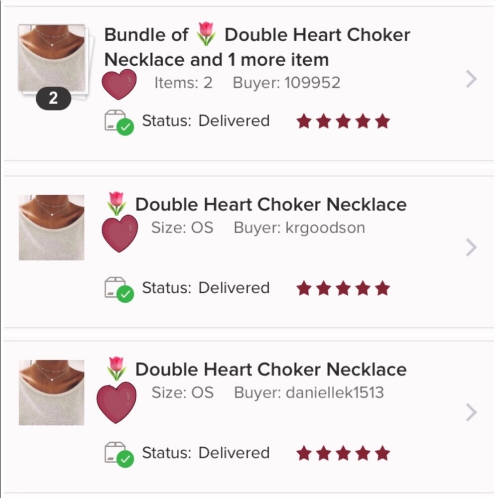 DOUBLE HEART ♡ Choker Necklace GIFT - Picture 3 of 5